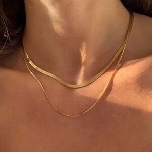Minimalist 18k Gold Plated Double Layer Chain Necklace